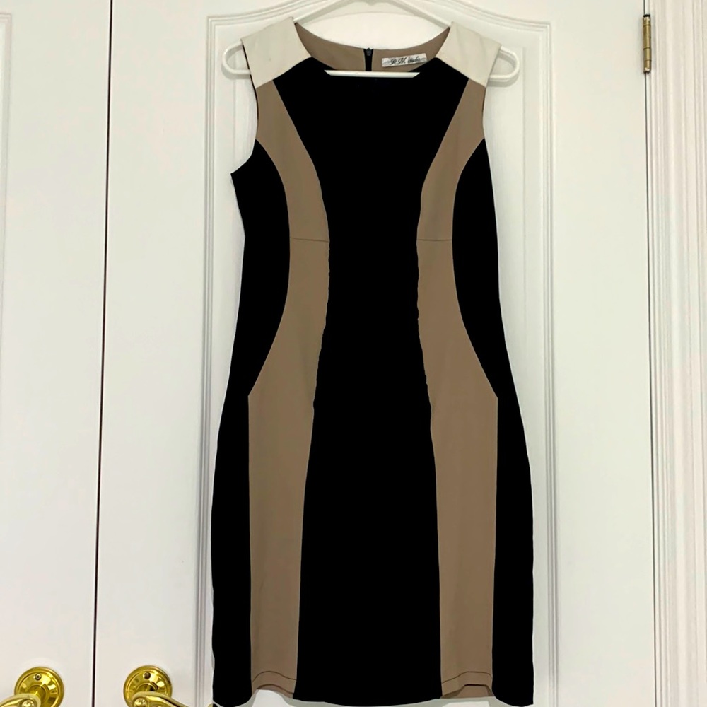 RM Studio Neutral Vertical Lines Dress